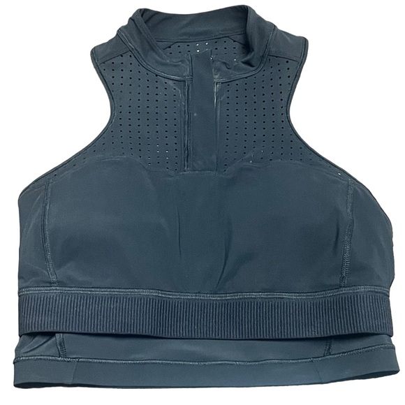 NWT Lululemon size 6 Unleash Strength Bra Medium Support Black Zip Up Perforated - Picture 9 of 16